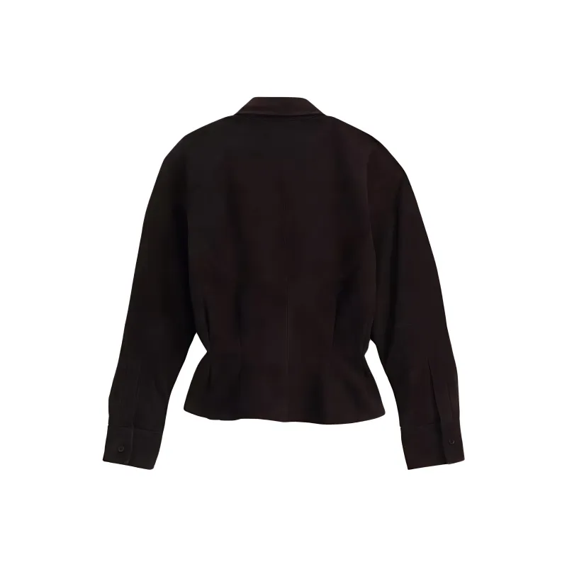 ZARA Leather Jacket Women's Dark Brown-1