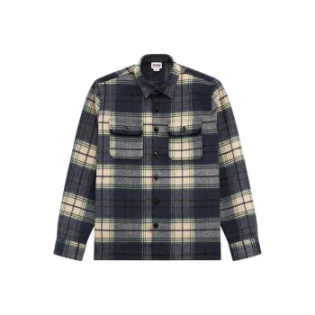 GUESS Shirt Men's Blue And Brown Plaid