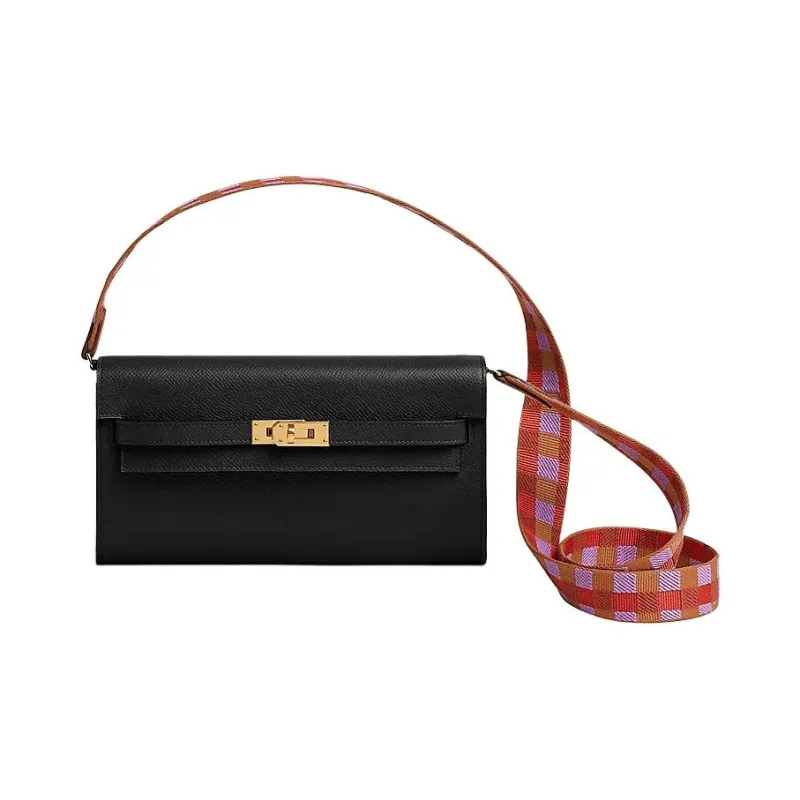 HERMES Maxi Quadrille Canvas With Swift Calfskin Bag Strap Women's Water Mimosa & Palma & Duchess Red & Gold-1