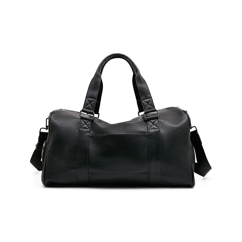 Old Man's Head Synthetic Leather Travel Bag Men's Black-5