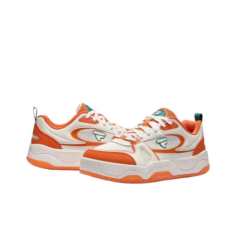 FILA FUSION BANK III Anti Slip Wear Resistant Low Top Skateboard Shoes Men's White Orange-2