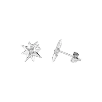 Radiant 925 Sterling Silver Platinum Plated Stud Earrings Women's Silver
