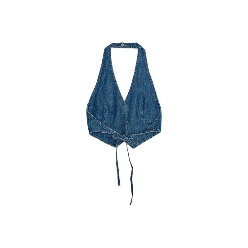 ZARA Trf Tank Tops Women's Blue-1