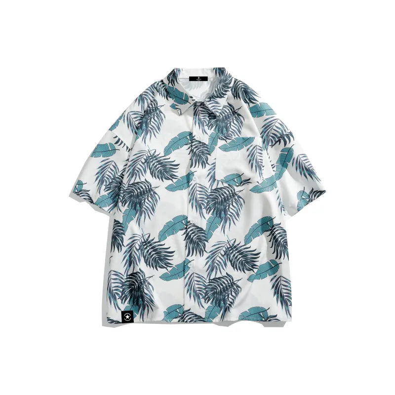ROBINHOOD Shirt Unisex White Tropical Leaf-0