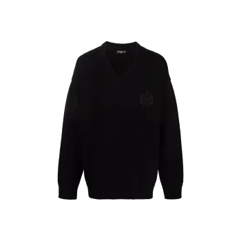 Balenciaga Braided Knit V Neck Sweater