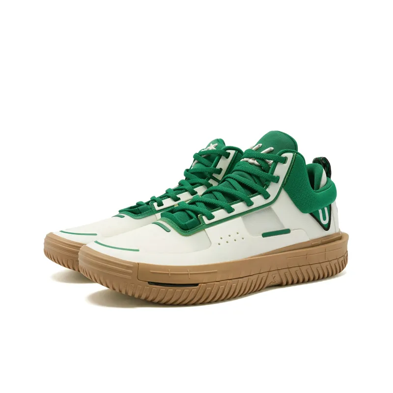 QIAODAN Cushioning Coverage Rebound Grip Breathable Low Top Basketball Shoes Men's White Green-2