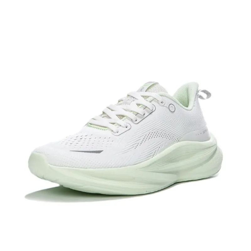 Erke Anti Slip Wear Resistant Low Top Casual Running Shoes Women's White Green-0