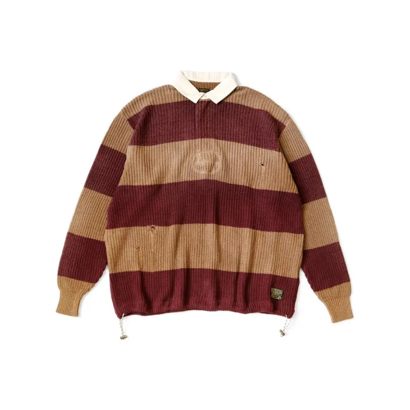 kapital Striped Knitted Polo Shirt-4