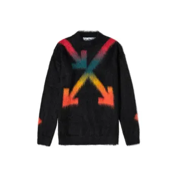 OFF WHITE Fuzzy Arrows Crew Knit Sweater