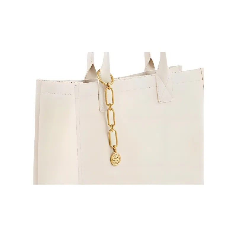 Sandro Cow Leather Tote Bag Shopping Bag Handbag Large Size Women's Light Brown-4