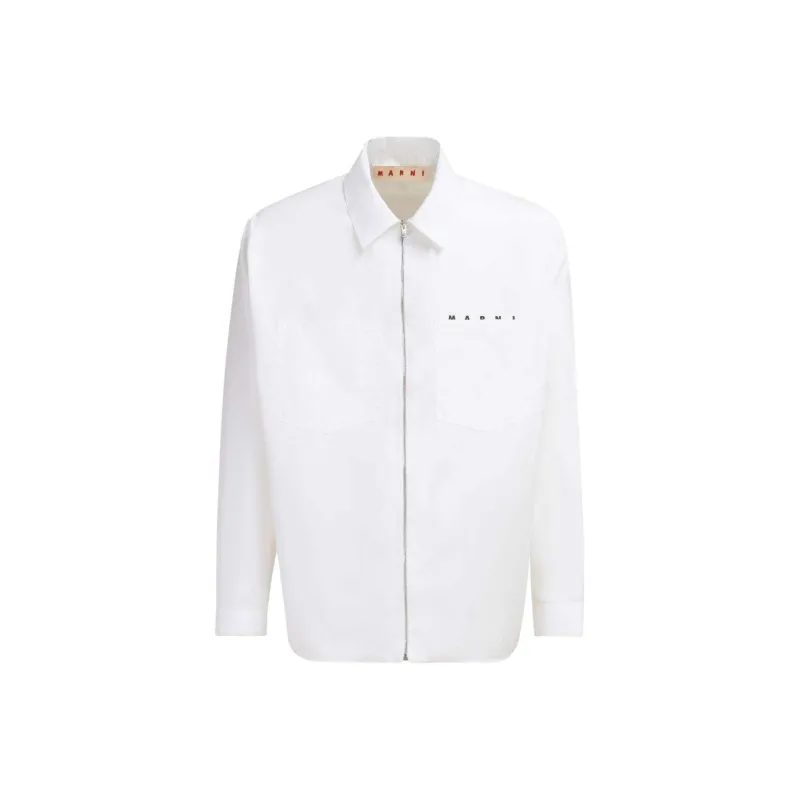 MARNI Logo Printed Long Sleeved Zipped Shirt-0