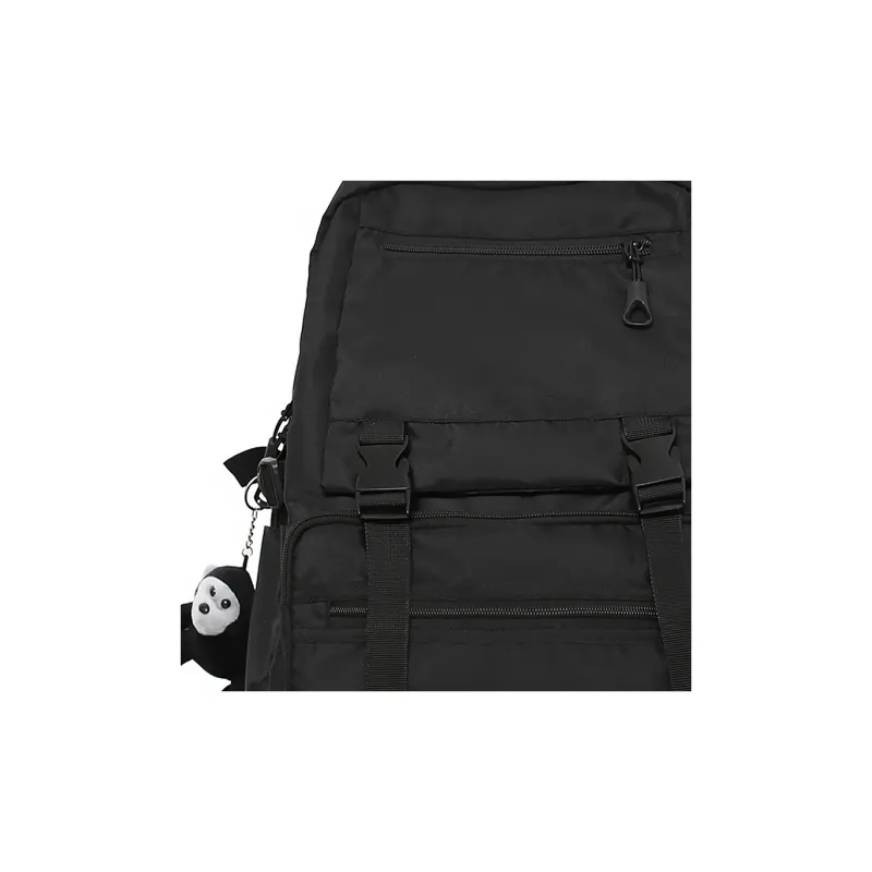 Deli Bear Nylon Backpack Large Size Unisex Black-1