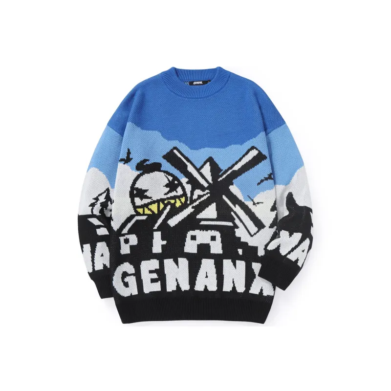 GENANX Sweaters Unisex Blue-0