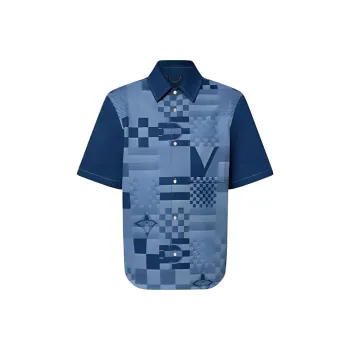 LOUIS VUITTON Printed Short-Sleeved Denim Shirt