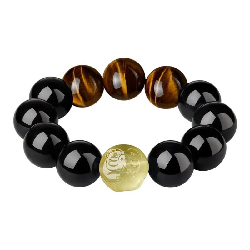 Moonstone Edge Natural Obsidian Bracelets Men's-8