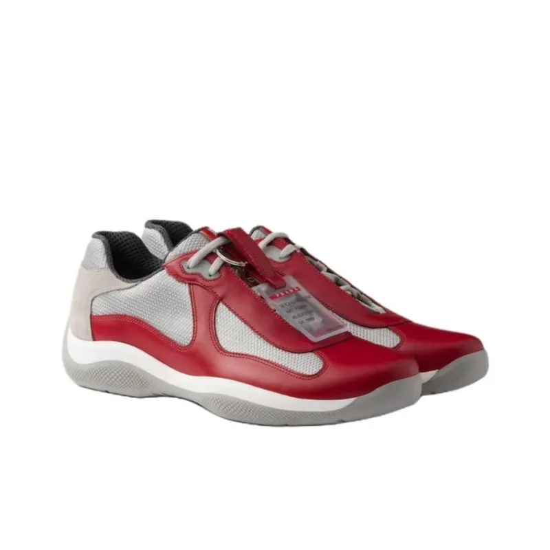 PRADA America's Cup Slip Resistant Low Top Casual Shoes Men's Red-2