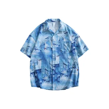 CLOR Shirt Unisex Hibiscus Blue