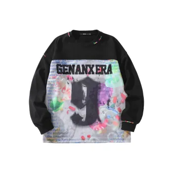 GENANX Sweatshirts Unisex Black/Dazzling Print