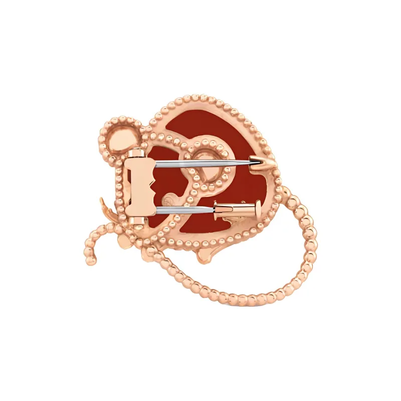 Van Cleef & Arpels Red Chalcedony Onyx Brooches Unisex Red/rose Gold-1