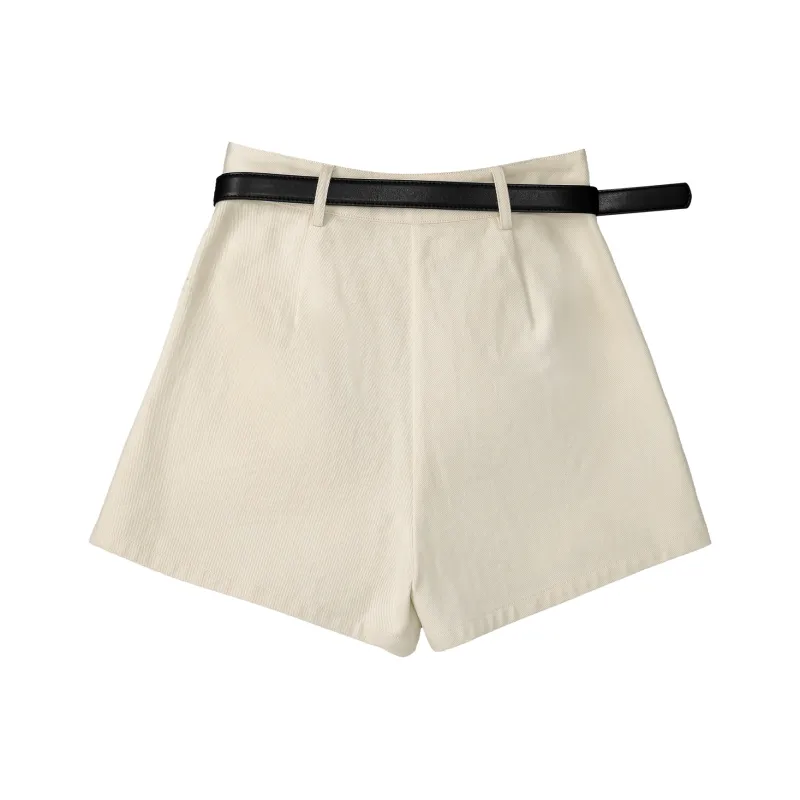 Fstudio Korean Style 100% Cotton High Rise Slimming Casual Shorts Women's Ecru-2