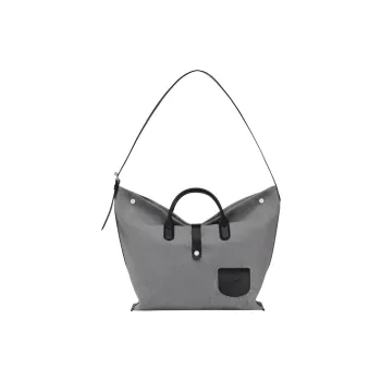 LONGCHAMP Roseau Essential Wool With Cow Leather Trim One Shoulder Handbag Extra Large Women's Gray