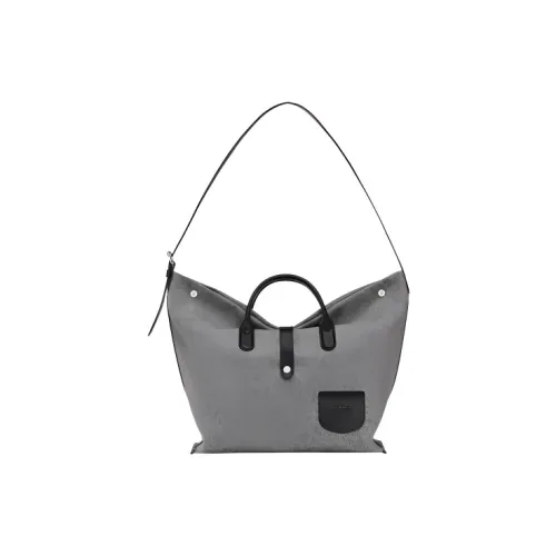 LONGCHAMP Roseau Essential Wool With Cow Leather Trim One Shoulder Handbag Extra Large Women's Gray