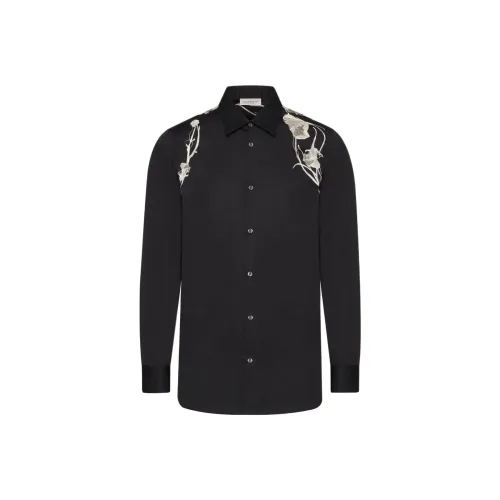 Alexander McQueen Floral Embroidered Curved Hem Shirt