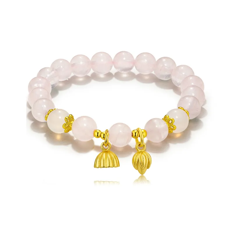 Jodie&Kevin Pink Crystal Strawberry Quartz Bracelets Women's-0
