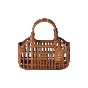 MIU MIU Calfskin One Shoulder Handbag Women's Dark Brown
