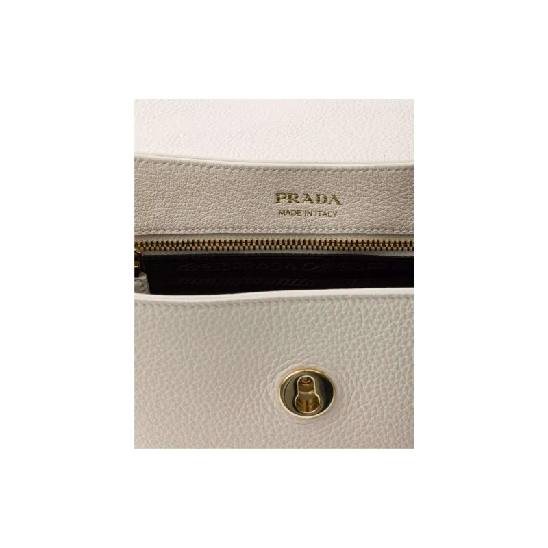 PRADA Calfskin Shoulder Bag Small Size Women's White-3