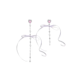 PARANOID PUPPY Heart Fringe Earrings Women's