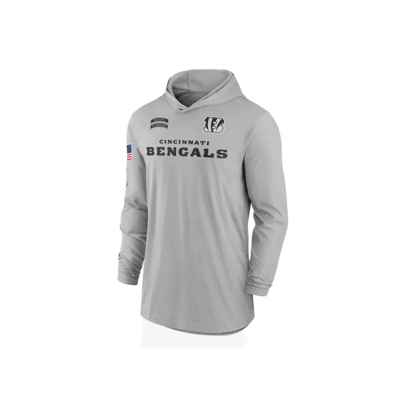 Nike Cincinnati Bengals Salute To Service Edge Mascot Lockup Men's Nike Dri FIT Nfl Long Sleeve Hooded Top-0