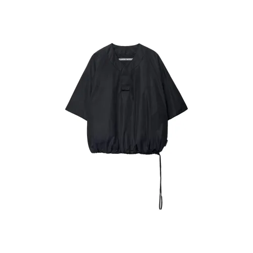 Alexander Wang Short Sleeved Nylon V Neck Sweater Shirt Men's Black