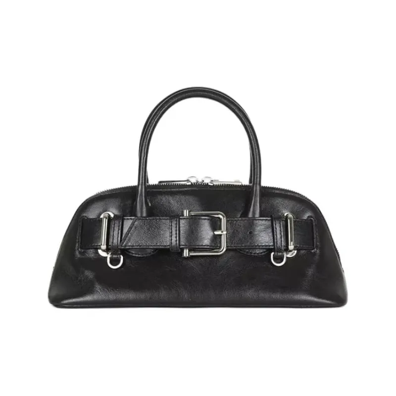 OSOI Leather Shoulder Bag, Crossbody Bag, Handbag Mini Women's Black-0