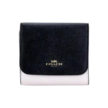 COACH Canvas With Leather Wallet Women's Black & White