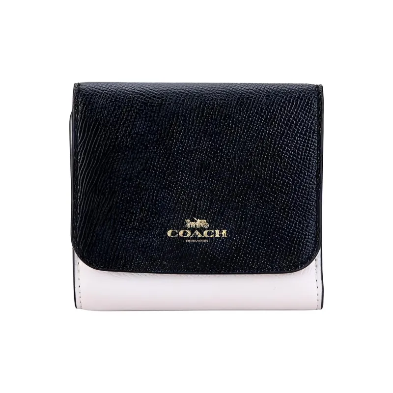 COACH Canvas With Leather Wallet Women's Black & White-0