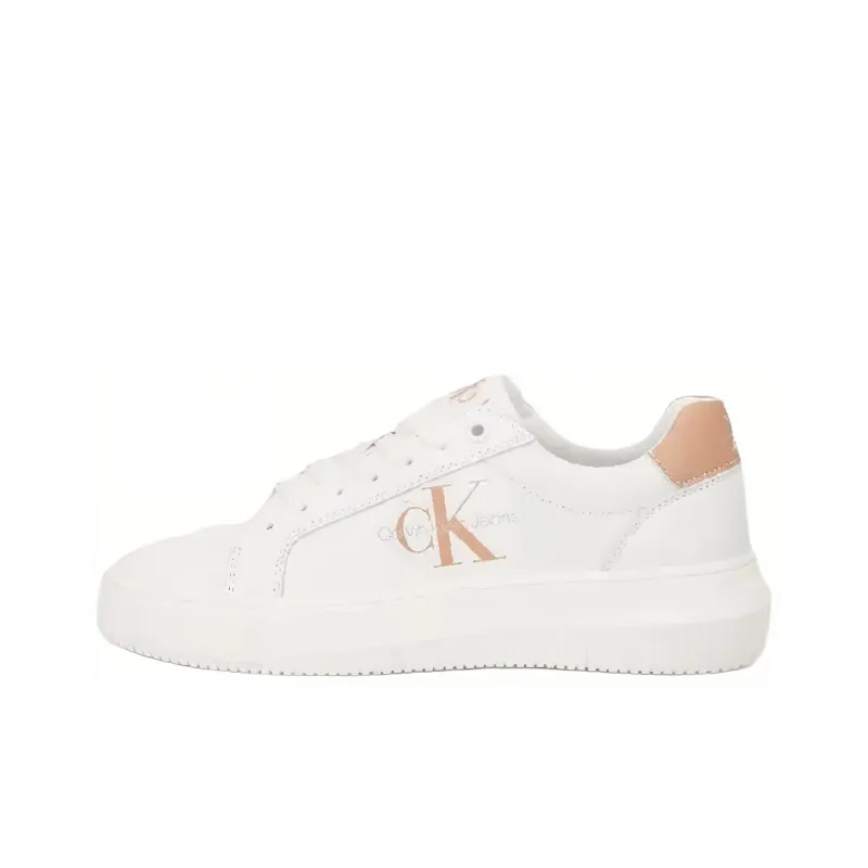 CKJ CALVIN KLEIN JEANS Low Top Skateboard Shoes Women's White-0