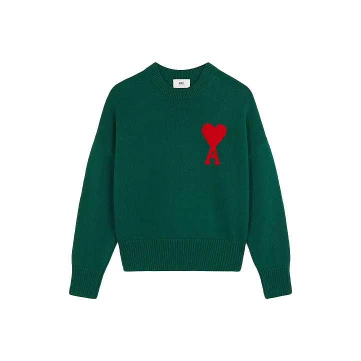 Ami Big Heart Embroidery Crewneck Sweater-0