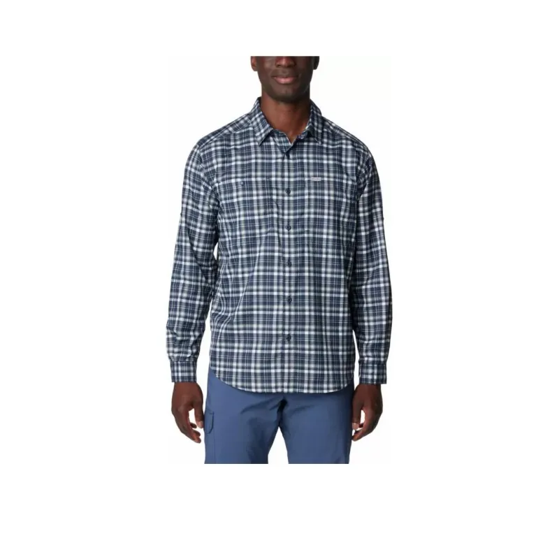Columbia Silver Ridge™ Utility Lite Plaid Shirt Shirt Men's College Navy Blue Plaid-0