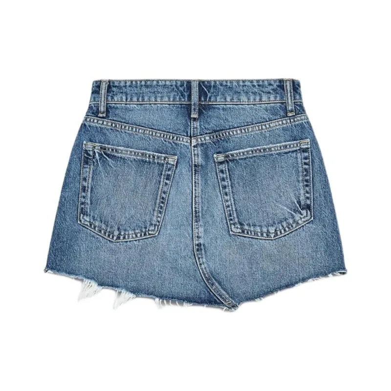 ZARA Trf Denim Short Skirts Women's Sea Blue-1