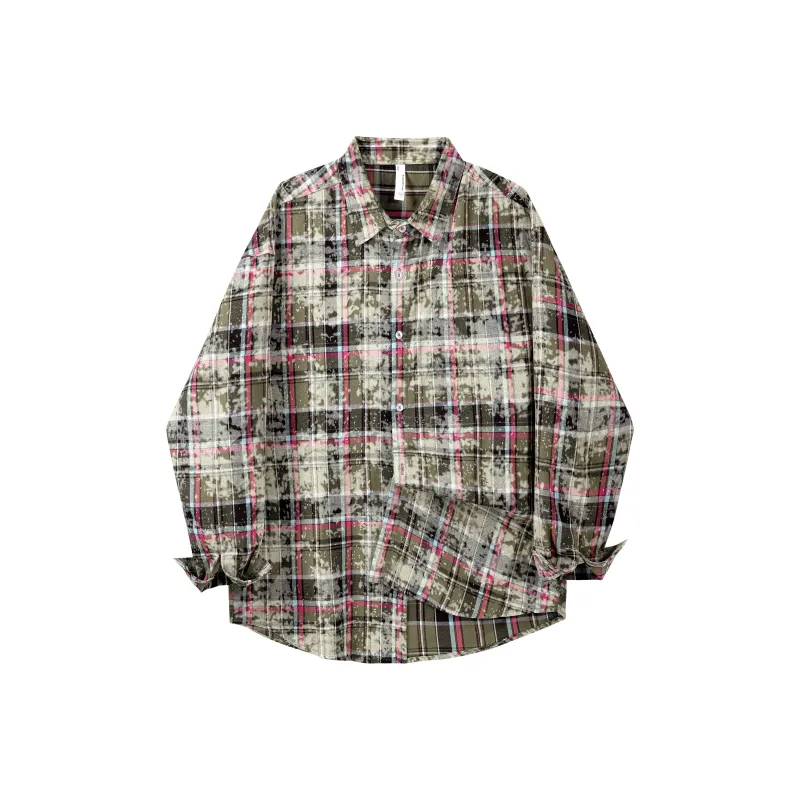 GDRX Shirt Unisex Green Plaid Tie Dye-0