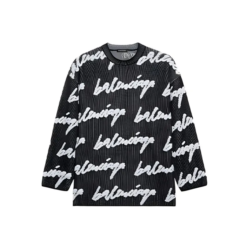 Balenciaga Crewneck 3D Scribble Knit Sweater-0