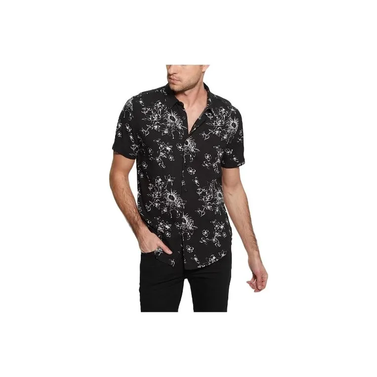 GUESS Eco Rayon Sienna Floral Shirt Shirt Men's Black-0