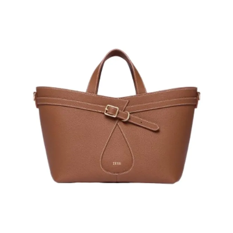 ZESH Litchi Grain Calfskin Tote Bag, Shopping Bag, Shoulder Bag, Handbag Small Size Women's Multicolor-5