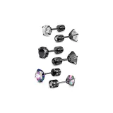 Luminous Elf Stud Earrings Three-Piece Set (White Zircon+Black Zircon+Colored Zircon)