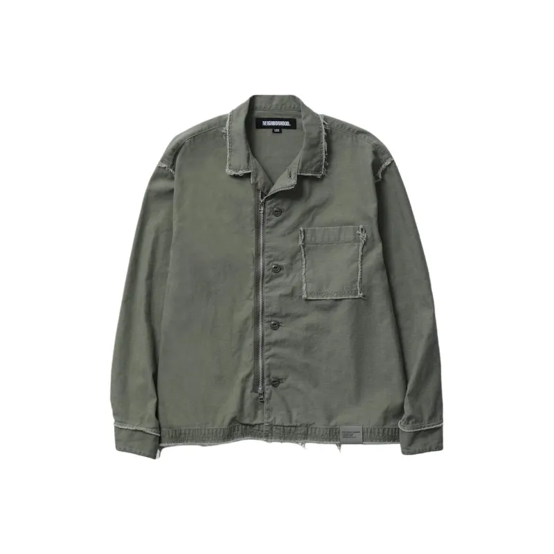 NEIGHBORHOOD Untrimmed Zip Long Sleeve Shirt-1