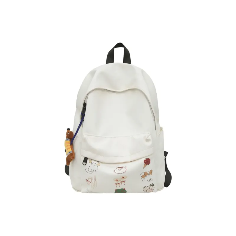 Huangmu Nylon Backpack Regular Women's White Girl/White Puppy-0