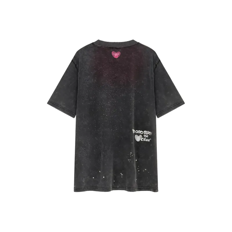 NO ONE ELSE Drop Shoulder Sleeve T Shirt Women's Black Gray-1