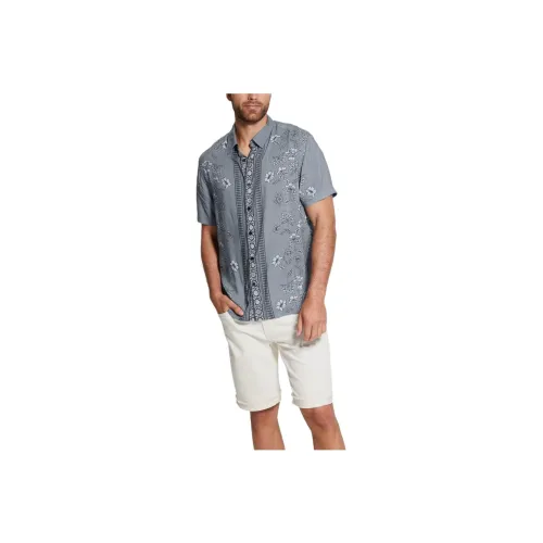 GUESS Eco Rayon Moroccan Floral Shirt Shirt Men's Blue