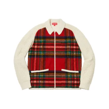 Supreme Plaid Front Zip Sweater
